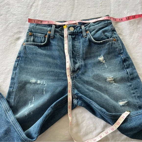 AGOLDE Blue Distressed Jamie High Rise Feel Good In Lowdown